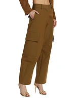 Wide-Leg Cotton-Blend Cargo Pants