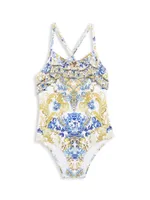 Little Girls & Girl's Frill One-Piece Bathing Suit