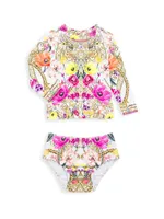 Baby Girl's Rash Guard Set