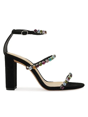 Alexa 90MM Crystal-Embellished Suede Sandals