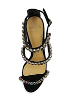 Alexa 90MM Crystal-Embellished Suede Sandals