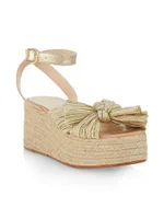 Gaby Pleated Bow Espadrille Sandals