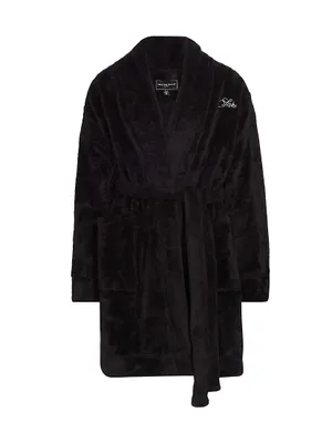 COLLECTION Plush Embroidered-Logo Robe