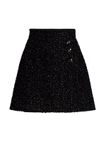 Metallic Tweed Wrap Miniskirt