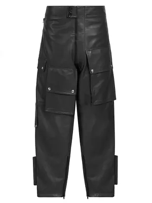 Low-Rise Leather Cargo Pants