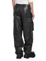 Low-Rise Leather Cargo Pants