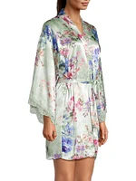 Madelyn Floral Satin & Lace Robe