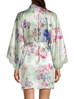 Madelyn Floral Satin & Lace Robe