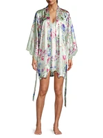 Madelyn Floral Satin & Lace Robe