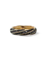 6MM Cable Edge Band Ring With Black Pavé Diamonds