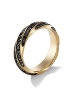 6MM Cable Edge Band Ring With Black Pavé Diamonds