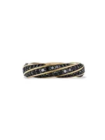 6MM Cable Edge Band Ring With Black Pavé Diamonds