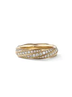 6MM Cable Edge Band Ring With Pavé Diamonds