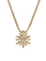 Petite Starburst Station Necklace In 18K Yellow Gold With Diamonds