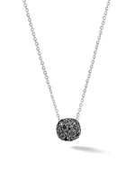 Cushion Stud Pendant Necklace in 18K Gold with Pavé Diamonds