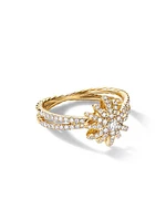 Starburst Ring in 18K Gold with Pavé Diamonds