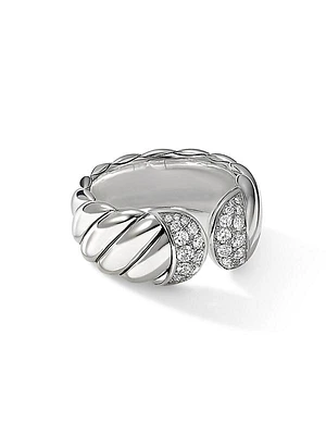 Sculpted Cable Ring With Diamonds