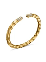 Cable Edge Bracelet 18K Yellow Gold With Pavé Diamonds