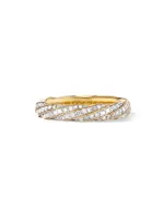 Cable Edge Band Ring 18K Yellow Gold With Pavé Diamonds