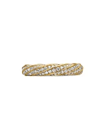 Cable Edge Band Ring 18K Yellow Gold With Pavé Diamonds