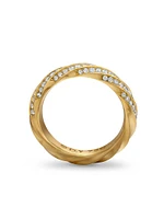 Cable Edge Band Ring 18K Yellow Gold With Pavé Diamonds