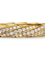 Cable Edge Band Ring 18K Yellow Gold With Pavé Diamonds