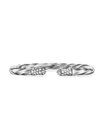 Cable Edge Bracelet Sterling Silver with Pavé Diamonds