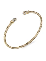 Helena End Station Bracelet 18K Yellow Gold With 3.25-3.75MM Pearls & Diamonds