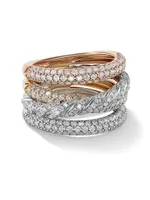 Pavéflex 4-Row Ring Tri-Tone 18K Gold With Diamonds