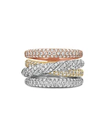 Pavéflex 4-Row Ring Tri-Tone 18K Gold With Diamonds