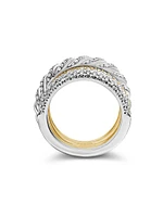 Pavéflex 4-Row Ring Tri-Tone 18K Gold With Diamonds