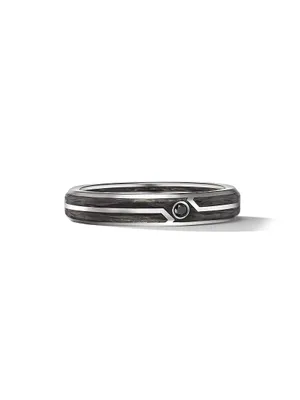 Forged Carbon Band Ring 18K White Gold