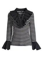 Coquillage Striped Lace-Up Top