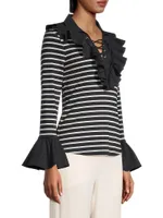 Coquillage Striped Lace-Up Top