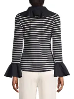 Coquillage Striped Lace-Up Top