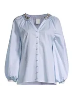 Aix Striped Embellished Blouse