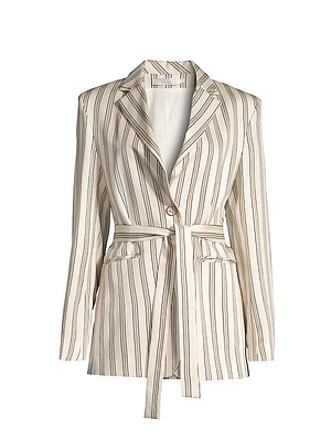 Sud Striped Belted Blazer