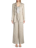 Sud Striped Belted Blazer