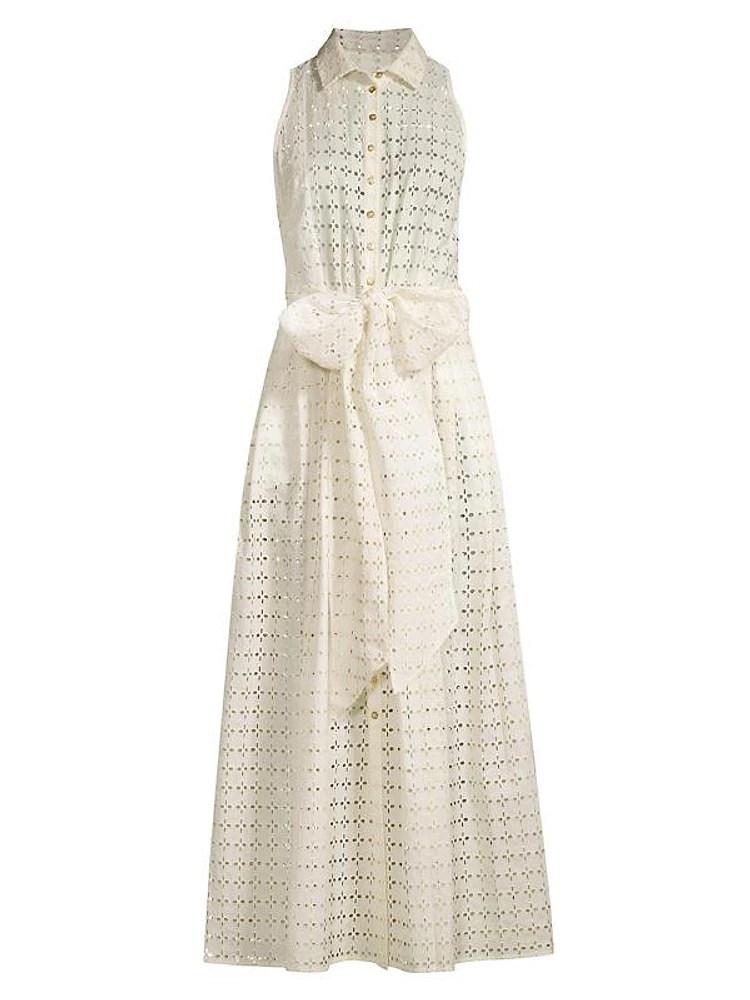 Pictural Eyelet Sleeveless Dress