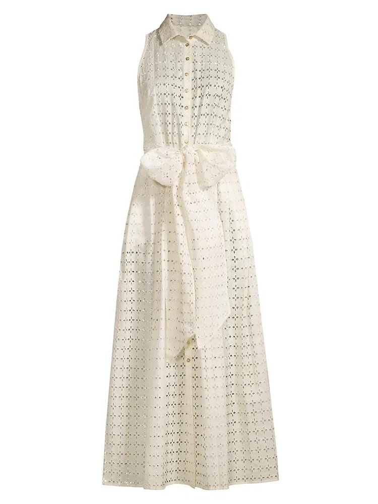 Pictural Eyelet Sleeveless Maxi Dress