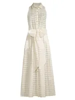 Pictural Eyelet Sleeveless Maxi Dress