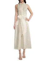 Pictural Eyelet Sleeveless Maxi Dress