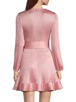 Liv Belted Pleated Satin Minidress