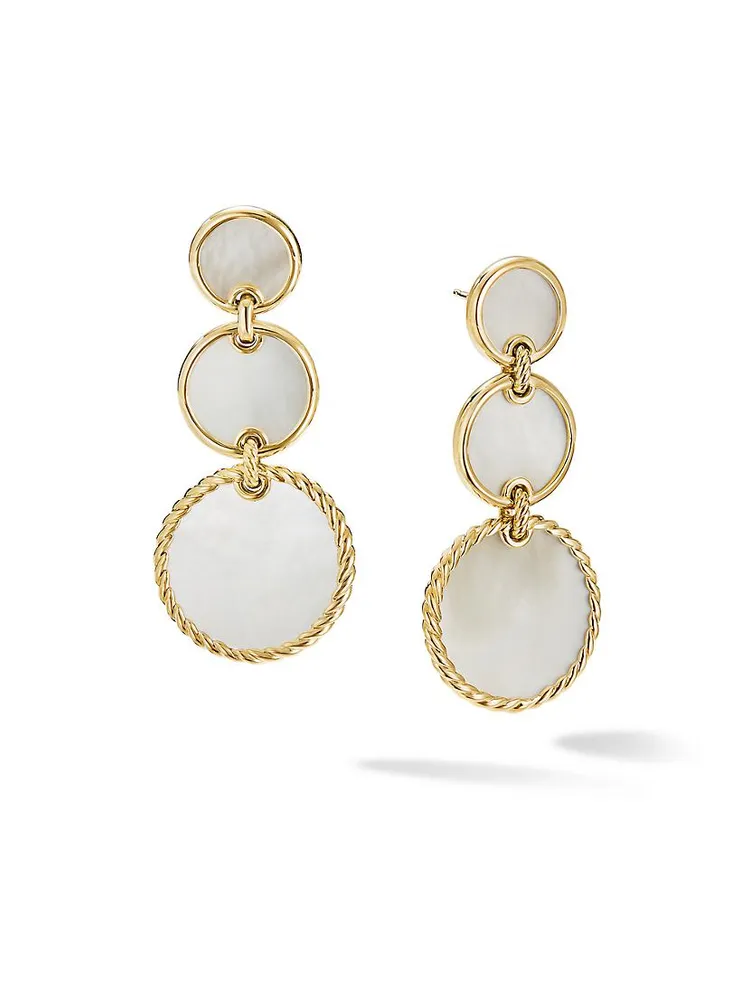 DY Elements Triple-Drop Earrings In 18K Yellow Gold With Gemstones