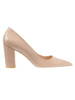 Stuart 85MM Leather Block-Heel Pumps