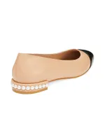 Pearl-Embellished Leather Flats