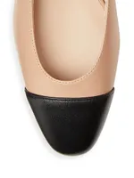 Pearl-Embellished Leather Flats