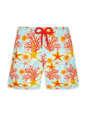 Little Boy's & Starlette Coral Reef Print Swim Trunks