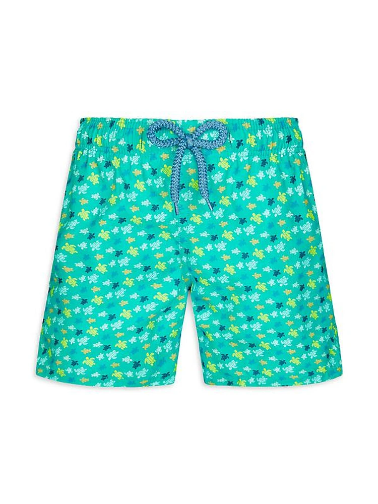 Little Boy's & Boy's Turtle Print Swim Trunks