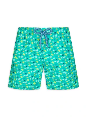 Little Boy's & Boy's Turtle Print Swim Trunks